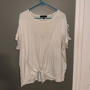 White tie front blouse with cut out detail